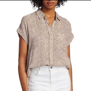 Rails Cap Sleeve Button-Down Animal Print‎ Top